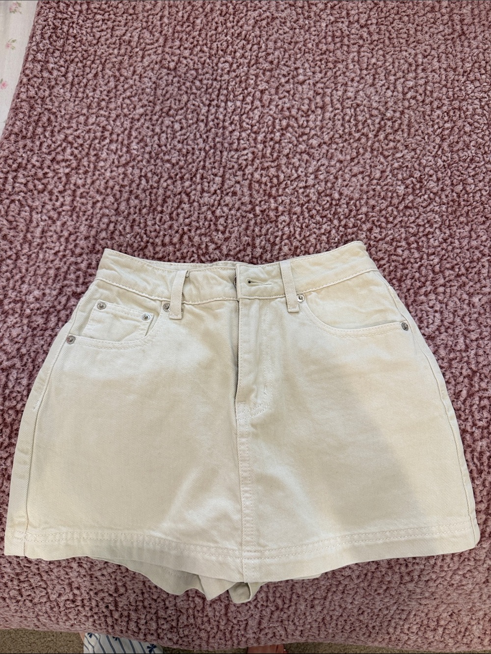 White Fox Boutique Cream Mini Denim Skirt